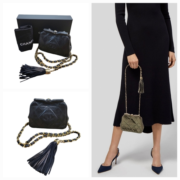 Chanel Black Vintage 90's Convertible Crossbody/Waist Bag "Rare" - Picture 1 of 15